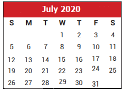 District School Academic Calendar for Stafford Primary School for July 2020