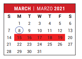 District School Academic Calendar for Fort Bent Co Alter for March 2021
