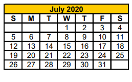 District School Academic Calendar for Gilbert Intermediate School for July 2020