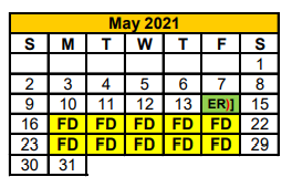 District School Academic Calendar for Central Elementary for May 2021