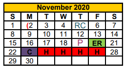 District School Academic Calendar for Central Elementary for November 2020