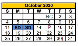 District School Academic Calendar for Stephenville H S for October 2020