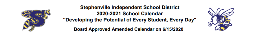 District School Academic Calendar for Stephenville J H
