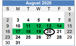 District School Academic Calendar for Fayetteville High School for August 2020