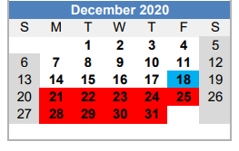 District School Academic Calendar for Childersburg Middle School for December 2020