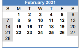 District School Academic Calendar for Ah Watwood Elementary School for February 2021