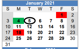 District School Academic Calendar for Childersburg High School for January 2021