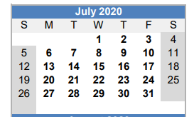 District School Academic Calendar for Talladega County Genesis School for July 2020