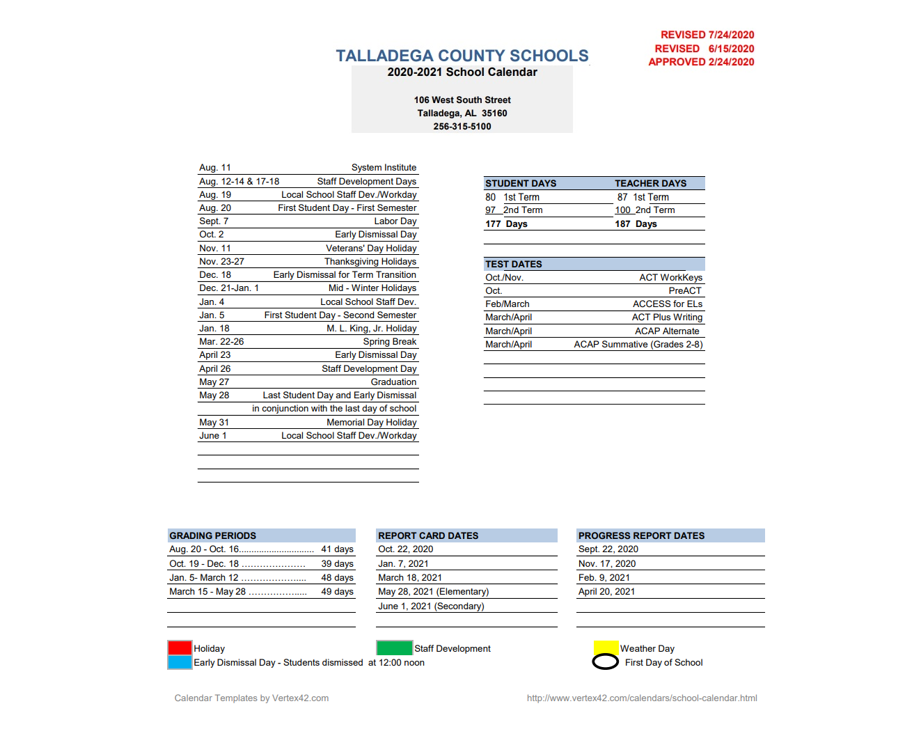 District School Academic Calendar Key for Stemley Road Elementary School