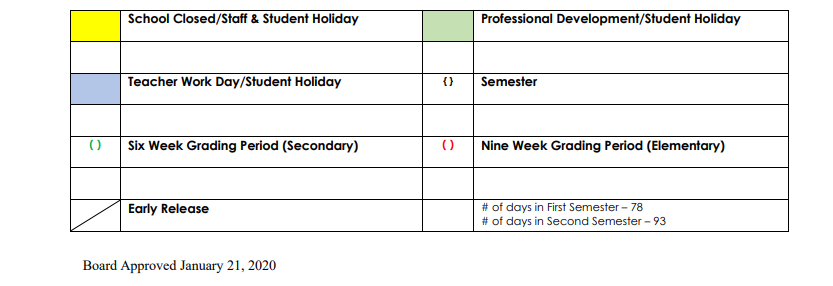 District School Academic Calendar Key for Williamson Co Jjaep