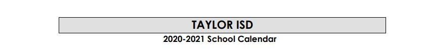 District School Academic Calendar for Taylor Alter Ctr