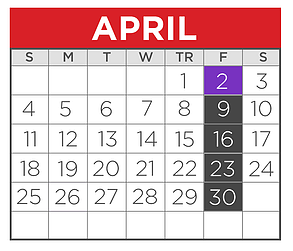District School Academic Calendar for Kennedy Elementary for April 2021