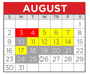 District School Academic Calendar for J W Long Elementary for August 2020