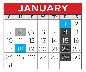 District School Academic Calendar for J W Long Elementary for January 2021