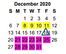 District School Academic Calendar for Camp Tyler for December 2020