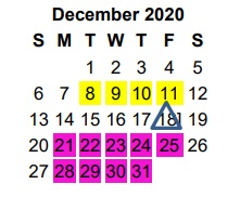 District School Academic Calendar for Dixie Elementary for December 2020