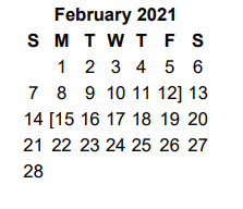 District School Academic Calendar for John Tyler High School for February 2021