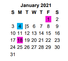 District School Academic Calendar for John Tyler High School for January 2021