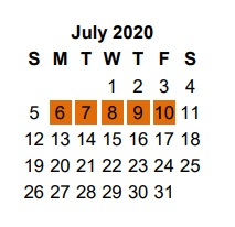 District School Academic Calendar for Stewart Middle School for July 2020