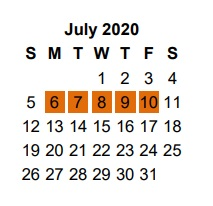 District School Academic Calendar for Camp Tyler for July 2020