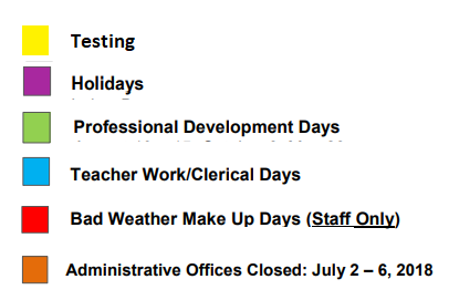 District School Academic Calendar Legend for Douglas Elementary