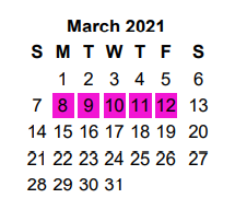District School Academic Calendar for Dixie Elementary for March 2021