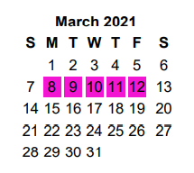 District School Academic Calendar for Dogan Middle for March 2021