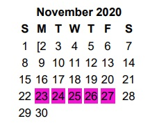 District School Academic Calendar for Moore Mst Magnet School for November 2020