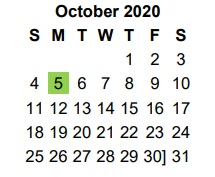 District School Academic Calendar for Rice Elementary for October 2020