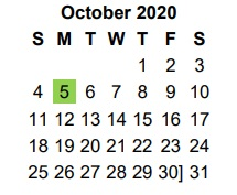 District School Academic Calendar for Caldwell Elementary Arts Academy for October 2020