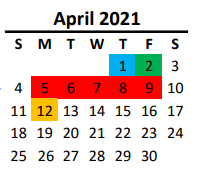 District School Academic Calendar for Kensington Elementary for April 2021