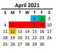 District School Academic Calendar for Walter Bickett Elementary for April 2021
