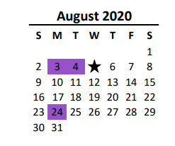 District School Academic Calendar for Kensington Elementary for August 2020