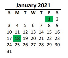 District School Academic Calendar for Sandy Ridge Elementary School for January 2021