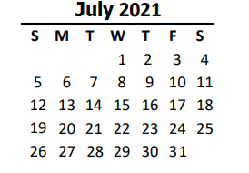 District School Academic Calendar for Parkwood High for July 2020