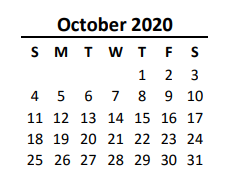 District School Academic Calendar for Unionville Elementary for October 2020