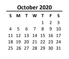 District School Academic Calendar for New Salem Elementary for October 2020