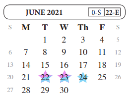 District School Academic Calendar for United Step Academy for June 2021