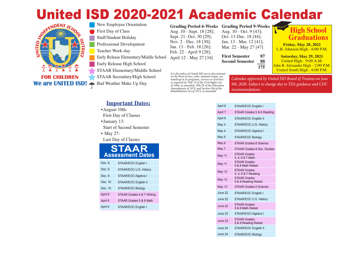 District School Academic Calendar Key for Henry Cuellar Elementary