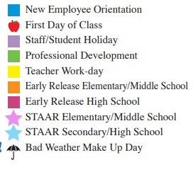 District School Academic Calendar Legend for Clark Elementary