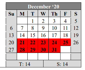 District School Academic Calendar for Victory College Prep - Indpls Lighthouse Charter School for December 2020