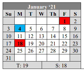 District School Academic Calendar for Victory College Prep - Indpls Lighthouse Charter School for January 2021