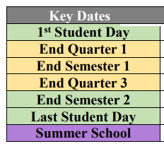 District School Academic Calendar Legend for Victory College Prep - Indpls Lighthouse Charter School