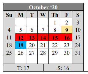 District School Academic Calendar for Victory College Prep - Indpls Lighthouse Charter School for October 2020