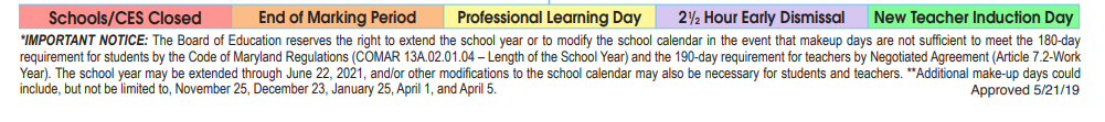 District School Academic Calendar Key for Boonsboro Elementary