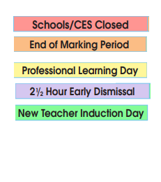 District School Academic Calendar Legend for Northern Middle