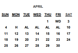 District School Academic Calendar for Fremont Elementary for April 2021