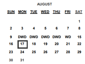 District School Academic Calendar for Tommys Road Elementary for August 2020