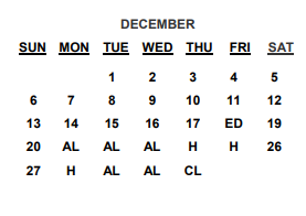 District School Academic Calendar for Spring Creek Elementary for December 2020