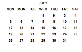 District School Academic Calendar for Tommys Road Elementary for July 2020